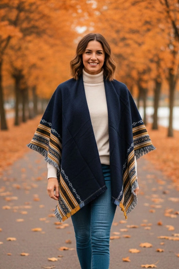 Bufanda azul marino con...