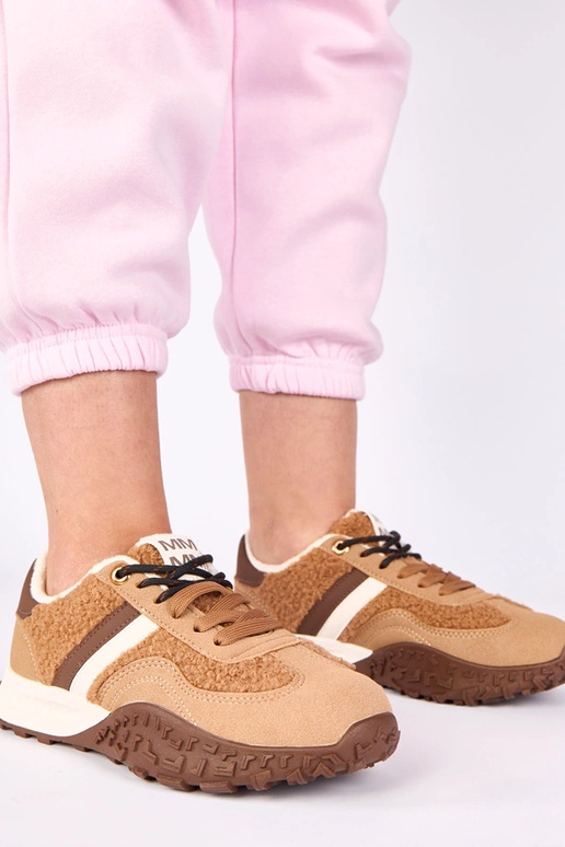 Zapatillas marrones cálidas con piel...