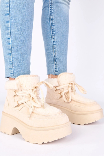 Botas de nieve color arena con piel y plataforma Ziza
