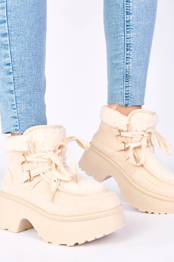 Botas de nieve color arena con piel y plataforma Ziza 2