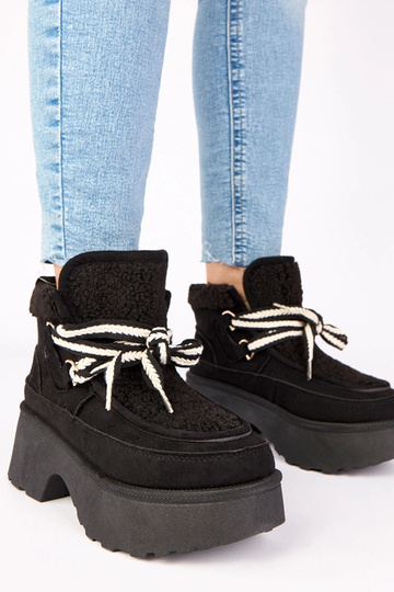 Botas de nieve negras con piel y plataforma Ziza