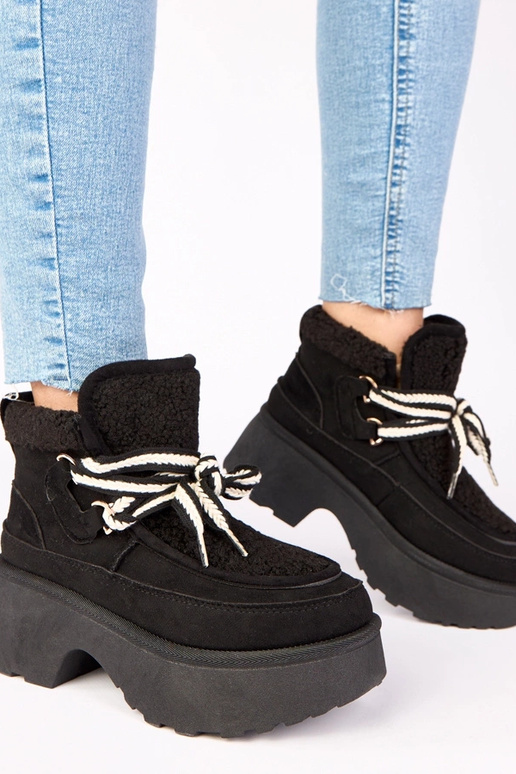 Botas de nieve negras con piel y...