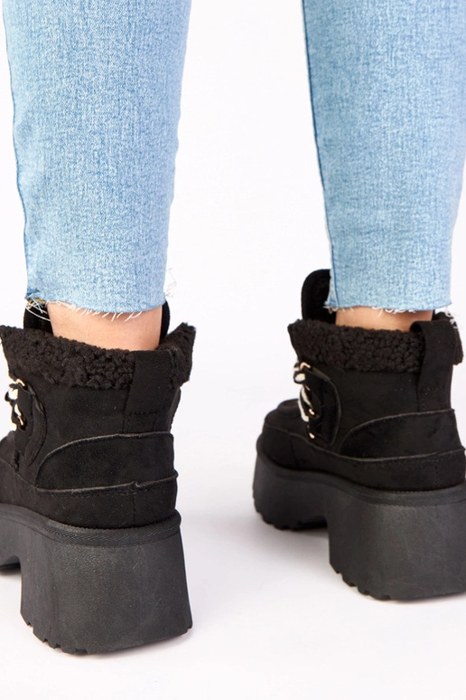 Botas de nieve negras con piel y...