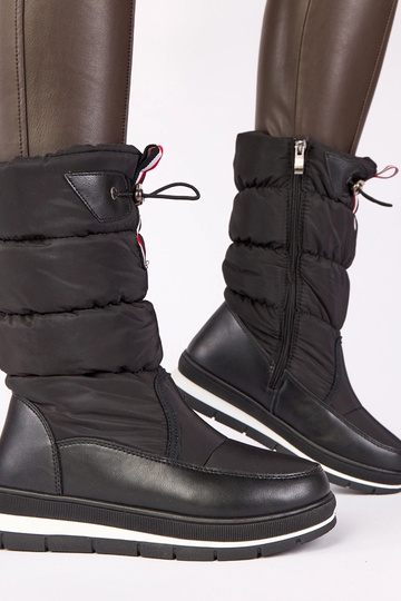 Botas de nieve negras de tacón bajo con banda elástica Sophie 2