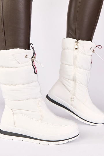 Botas de nieve blancas de tacón bajo con banda elástica Sophie 2