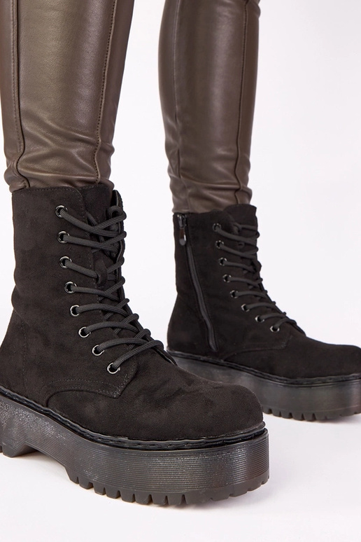 Zapatos de plataforma negros de ante...