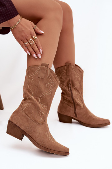 Botas camperas de mujer con tacones calentamiento beige Lovelle