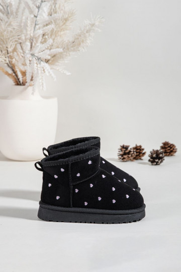 Botas de nieve infantiles con corazones, color negro Gracina