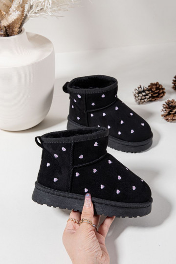 Botas de nieve infantiles con corazones, color negro Gracina 2