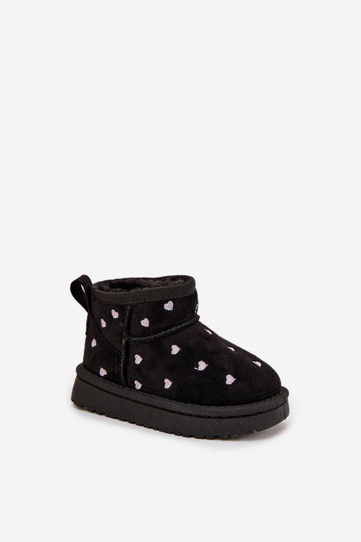 Botas de nieve infantiles con corazones, color negro Gracina