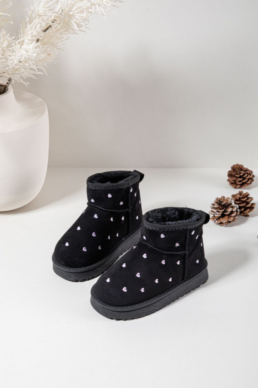 Botas de nieve infantiles con corazones, color negro Gracina