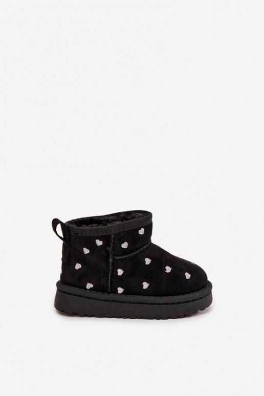 Botas de nieve infantiles con corazones, color negro Gracina