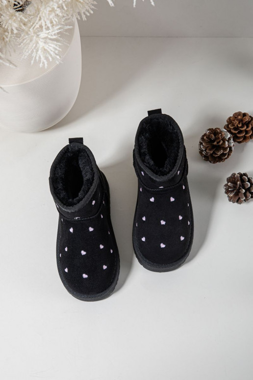 Botas de nieve infantiles con corazones, color negro Gracina