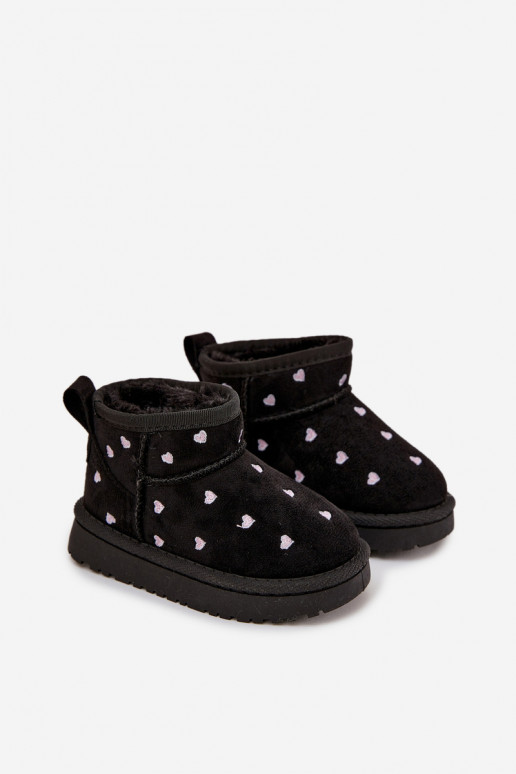 Botas de nieve infantiles con corazones, color negro Gracina