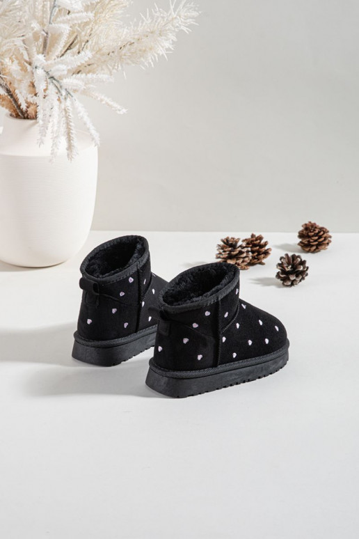 Botas de nieve infantiles con corazones, color negro Gracina