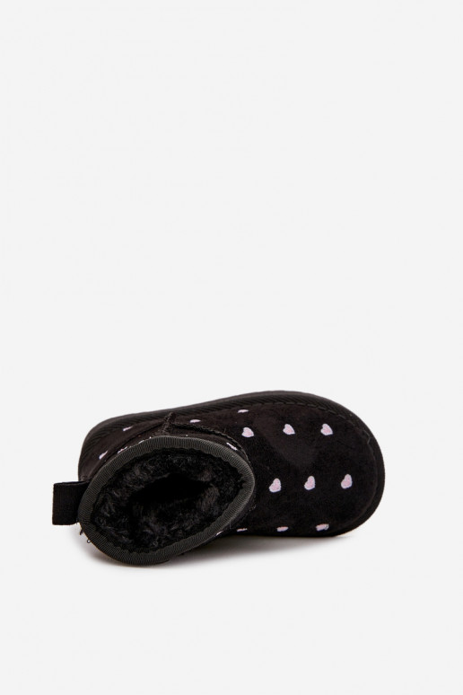 Botas de nieve infantiles con corazones, color negro Gracina