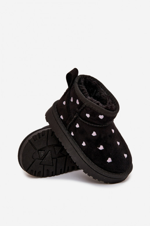 Botas de nieve infantiles con corazones, color negro Gracina