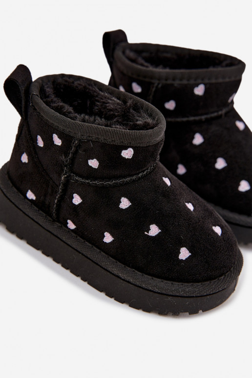 Botas de nieve infantiles con corazones, color negro Gracina