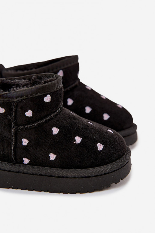 Botas de nieve infantiles con corazones, color negro Gracina