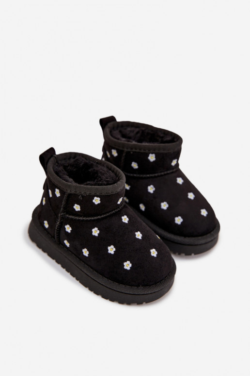 Botas de nieve infantiles con motivos florales, color negro Gracina