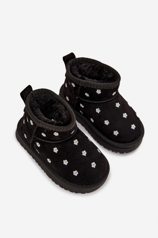 Botas de nieve infantiles con motivos florales, color negro Gracina