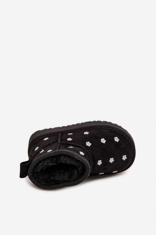 Botas de nieve infantiles con motivos florales, color negro Gracina