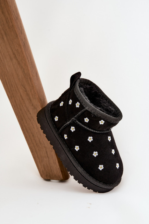 Botas de nieve infantiles con motivos florales, color negro Gracina