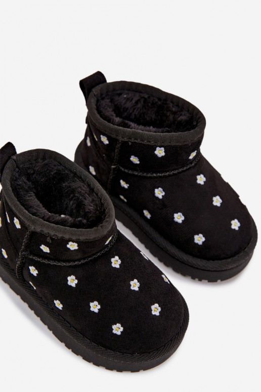 Botas de nieve infantiles con motivos florales, color negro Gracina