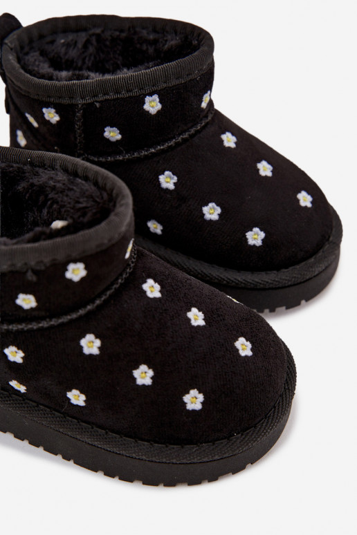 Botas de nieve infantiles con motivos florales, color negro Gracina
