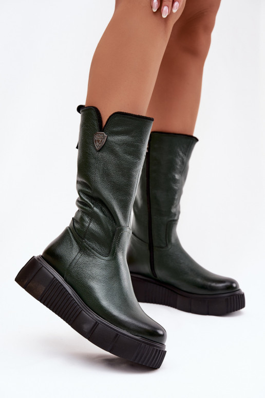 Zazoo 70121 Piel Femenino botas Con Vilna color verde