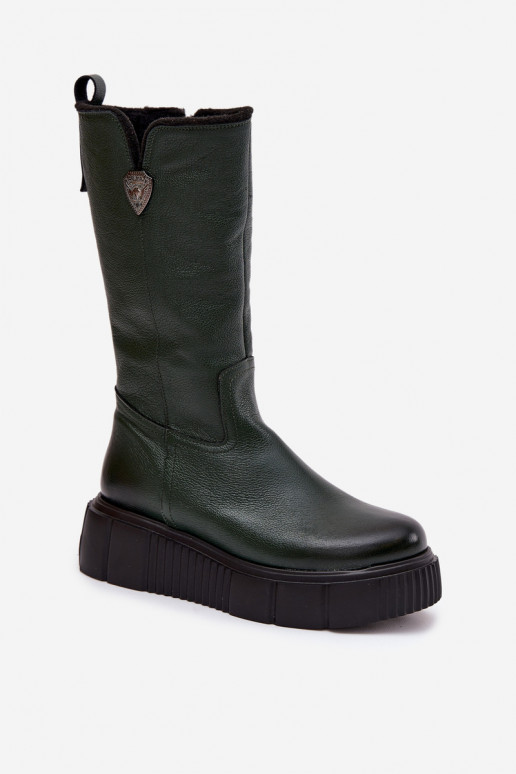 Zazoo 70121 Piel Femenino botas Con Vilna color verde