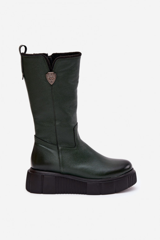 Zazoo 70121 Piel Femenino botas Con Vilna color verde