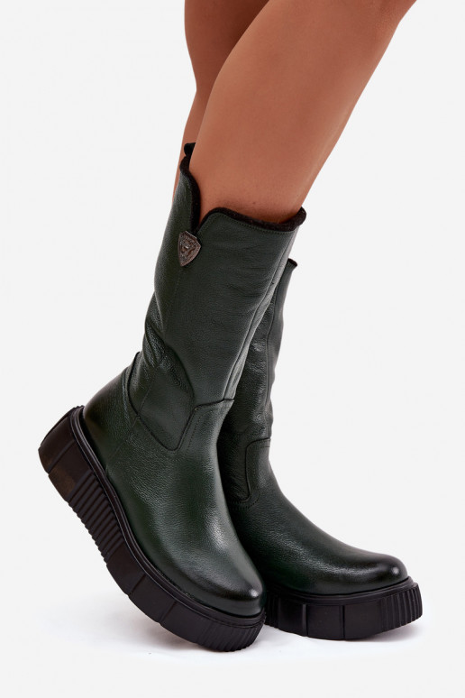 Zazoo 70121 Piel Femenino botas Con Vilna color verde