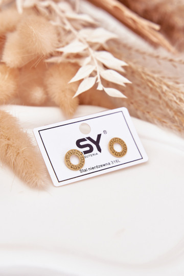 Con detalles elegantes Aros de acero inoxidable en color dorado