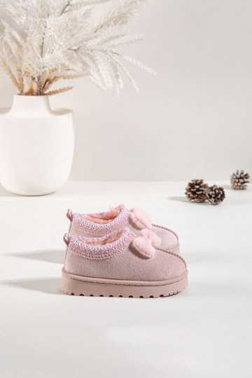 Botas de nieve infantiles con bordado y lazo, color rosa Daven