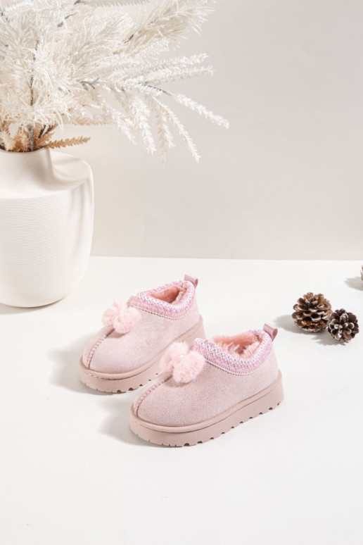 Botas de nieve infantiles con bordado y lazo, color rosa Daven