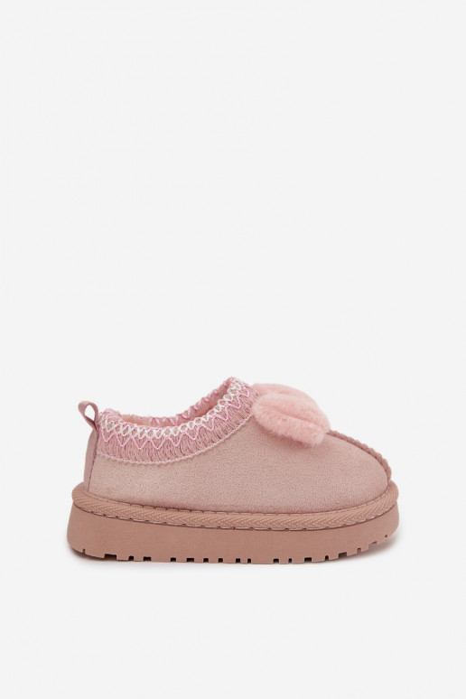 Botas de nieve infantiles con bordado y lazo, color rosa Daven