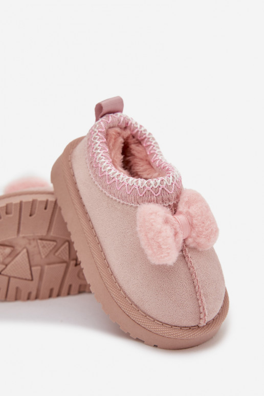 Botas de nieve infantiles con bordado y lazo, color rosa Daven