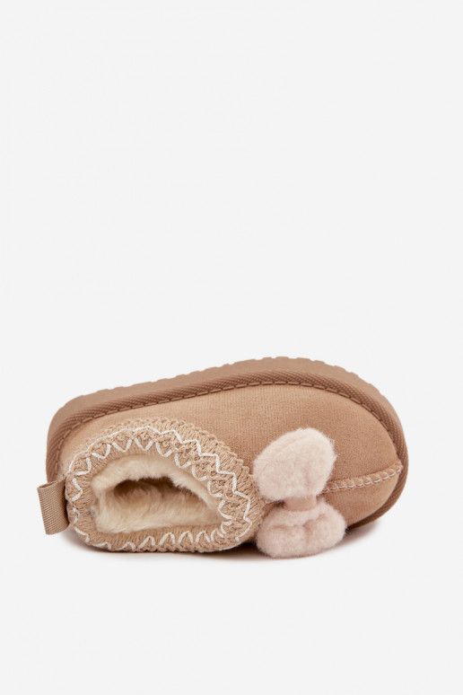 Botas de nieve infantiles con bordado y lazo, color arena Daven