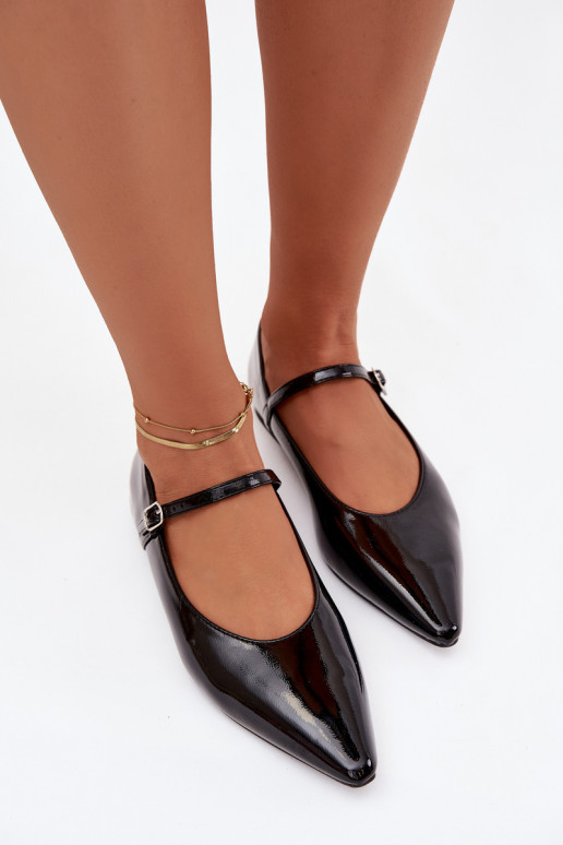 Bailarinas lacadas con correas de color negro Jarelle