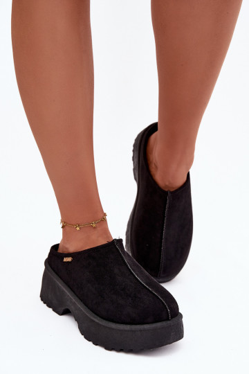 Botas de nieve baja de las mujeres con una plataforma de color negro Yrenna