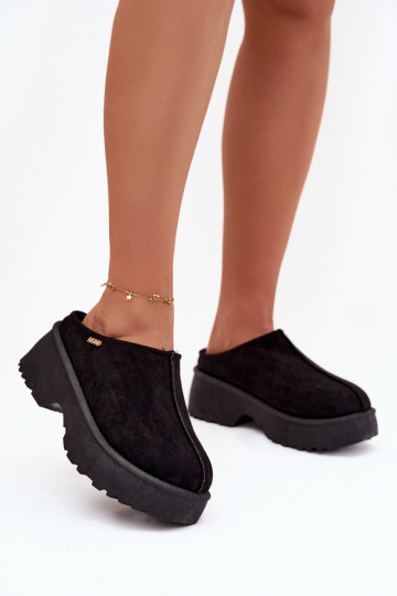 Botas de nieve baja de las mujeres con una plataforma de color negro Yrenna 2