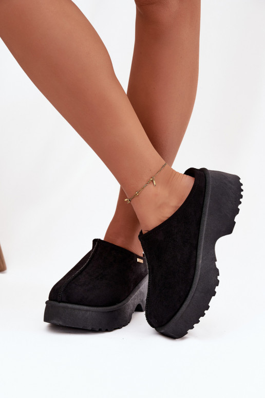 Botas de nieve baja de las mujeres con una plataforma de color negro Yrenna