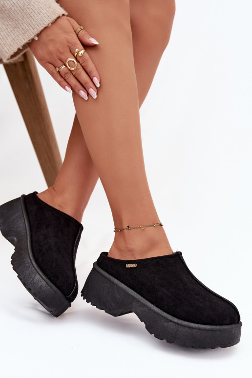 Botas de nieve baja de las mujeres con una plataforma de color negro Yrenna