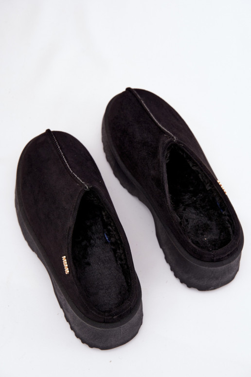 Botas de nieve baja de las mujeres con una plataforma de color negro Yrenna