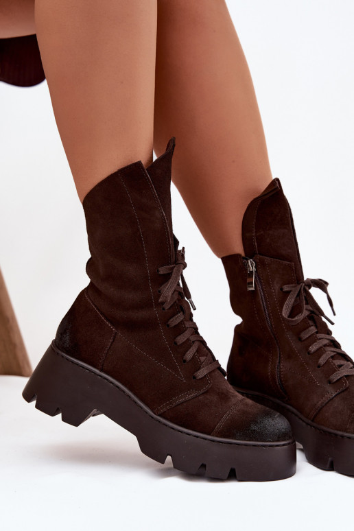 botines de trabajo FemeninoActivadoturalnego de gamuzau Zazoo 976 CzekoladoAe