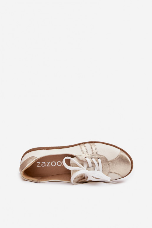 Piel zapatos Femenino Typu Barefoot Zazoo N1341 Blanco-color dorado