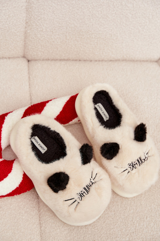 con un abrigo de piel Zapatillas Femenino Smile beige Lexira