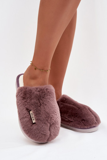 Zapatillas de casa moradas oscuras para mujer con pelaje Belinna