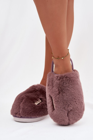Zapatillas de casa moradas oscuras para mujer con pelaje Belinna 2